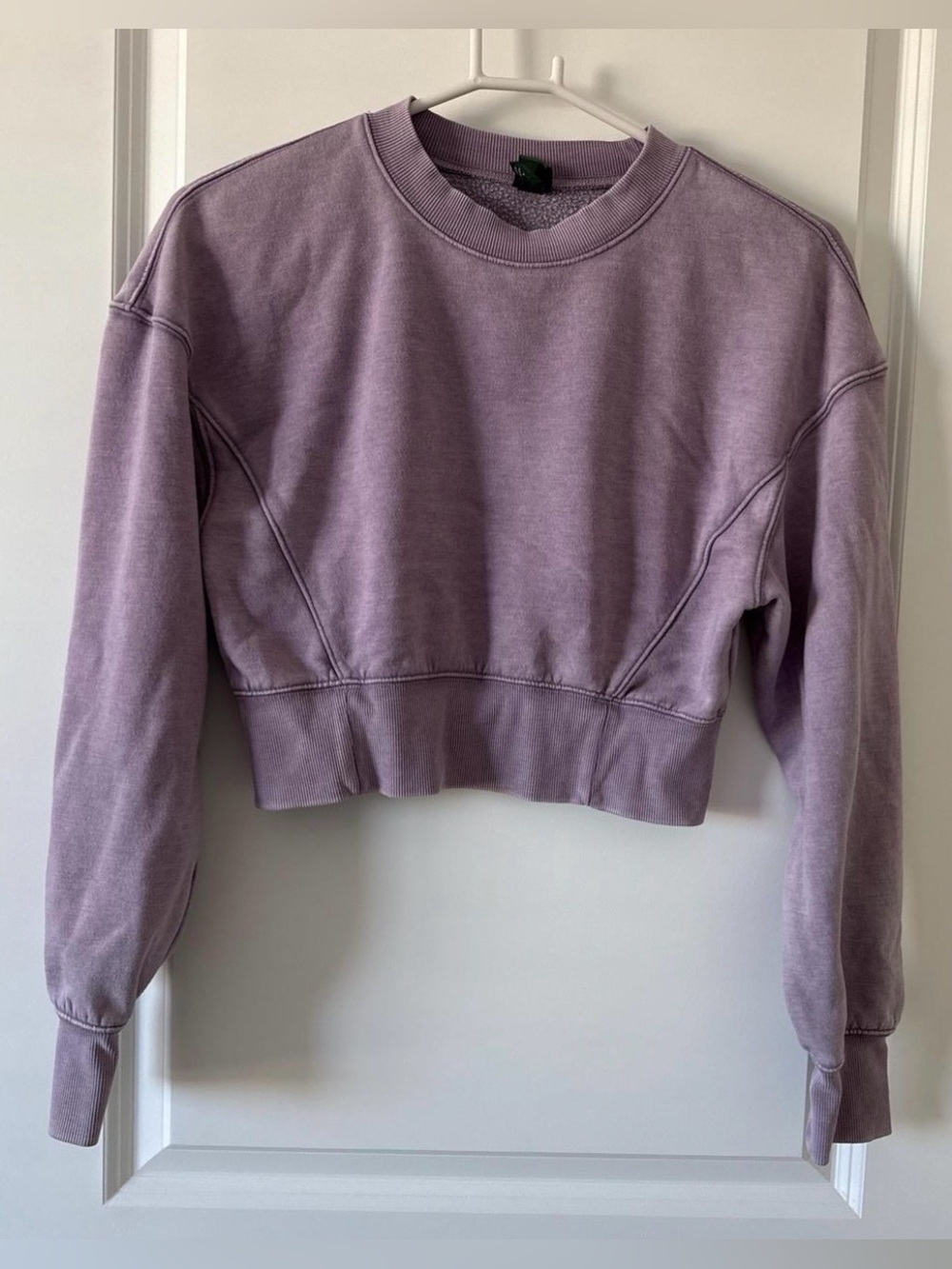 Cropped Lavender Crewneck Sweatshirt - Women Tops